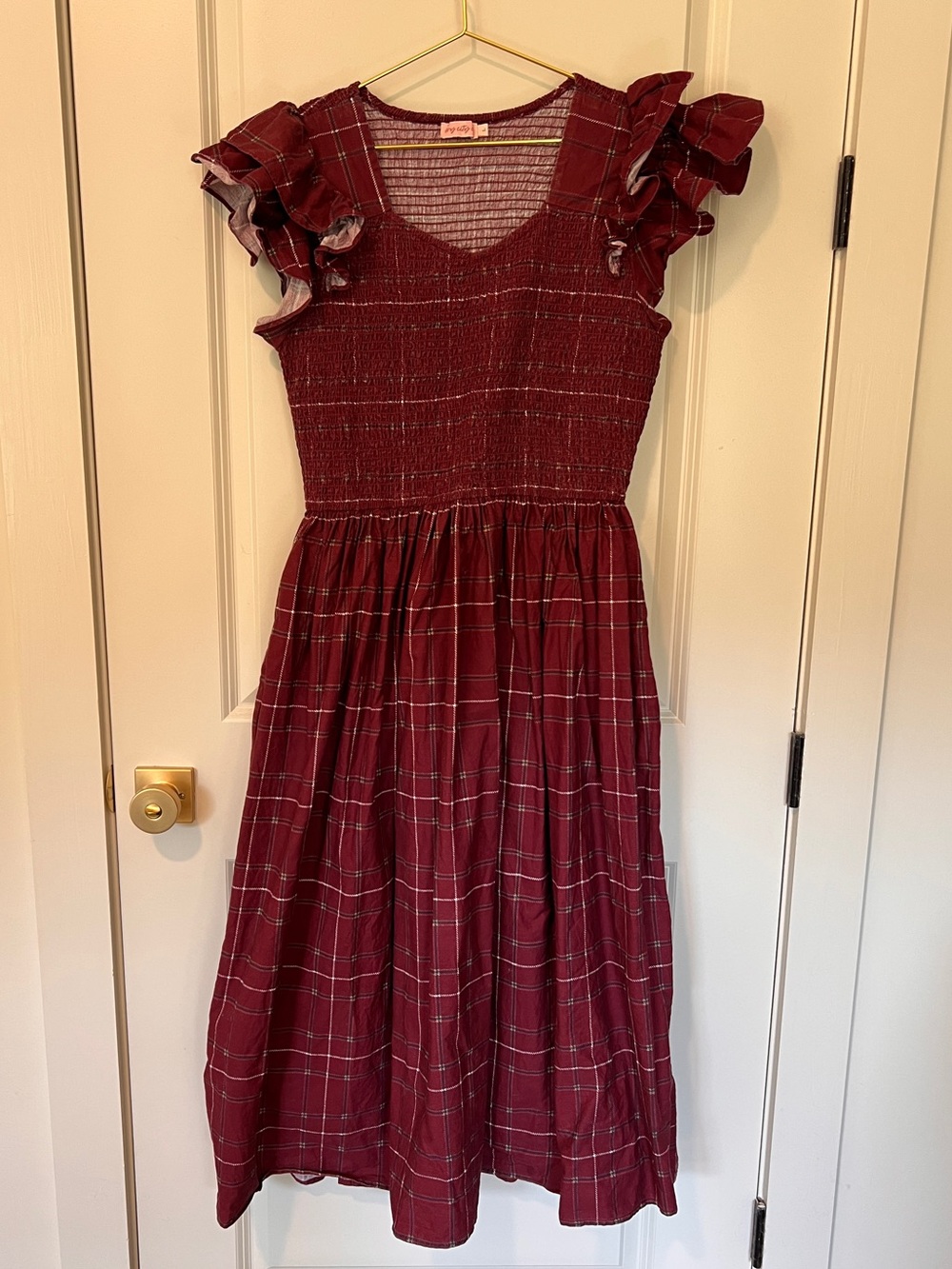 Beautiful Ivy City Hattie Dress in Burgundy Plaid